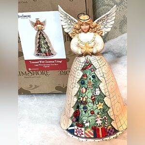 Jim Shore Angel Trimmed With Christmas Tidings Original Box c. 2018 Retired